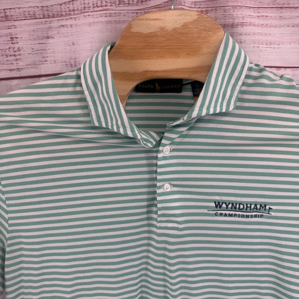 Ralph Lauren Pro Fit Polo Shirt Mens  XL Mint Green Striped Wyndham Championship